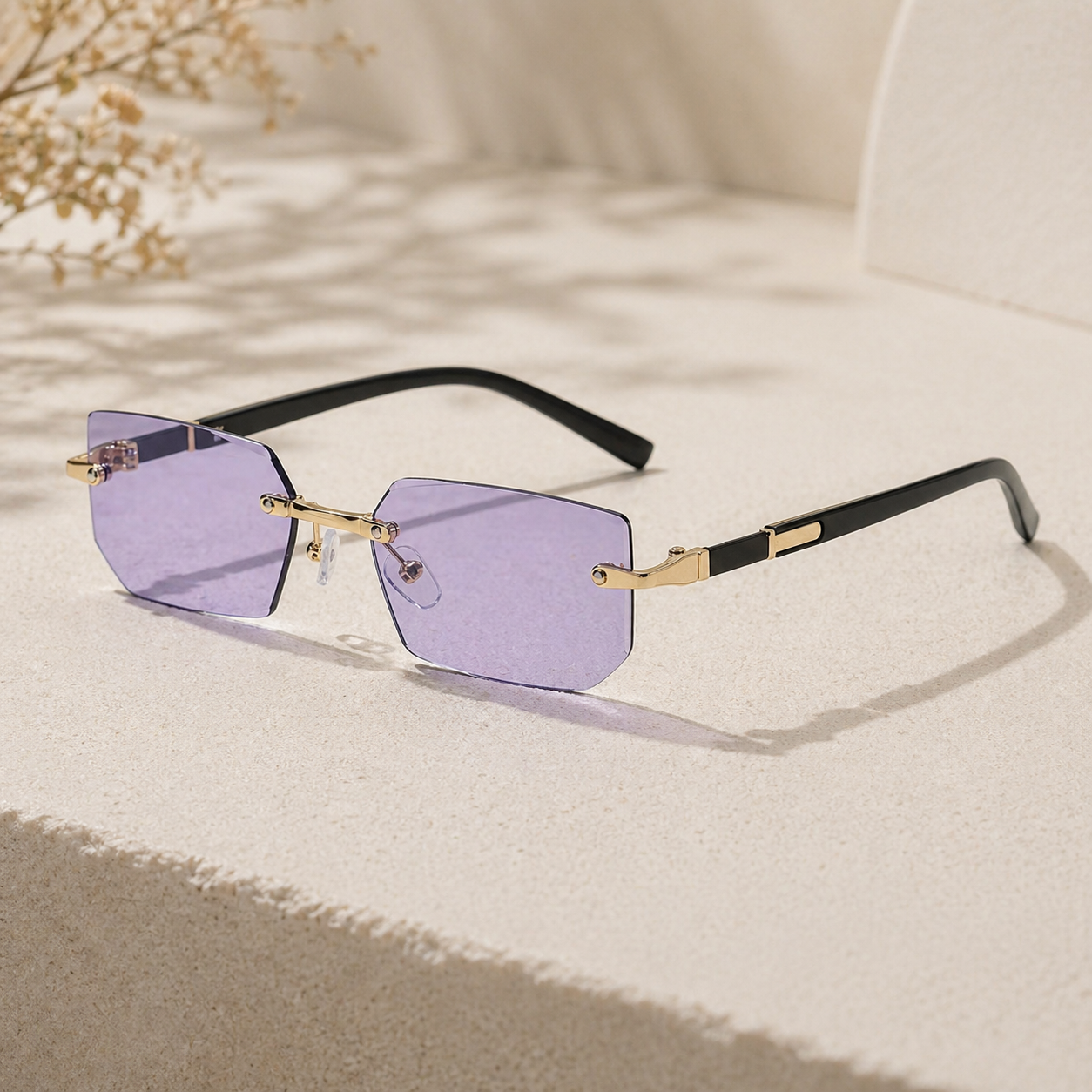 CASA AMALFI｜Violet Améthyste — Lunettes de Soleil Rimless Premium | Montevaro