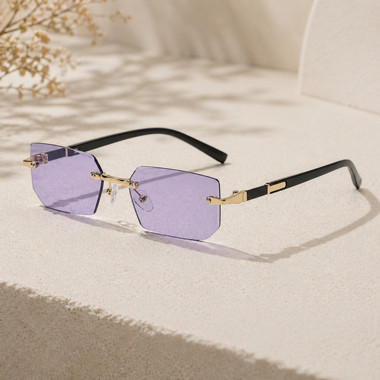 CASA AMALFI｜Violet Améthyste — Lunettes de Soleil Rimless Premium | Montevaro